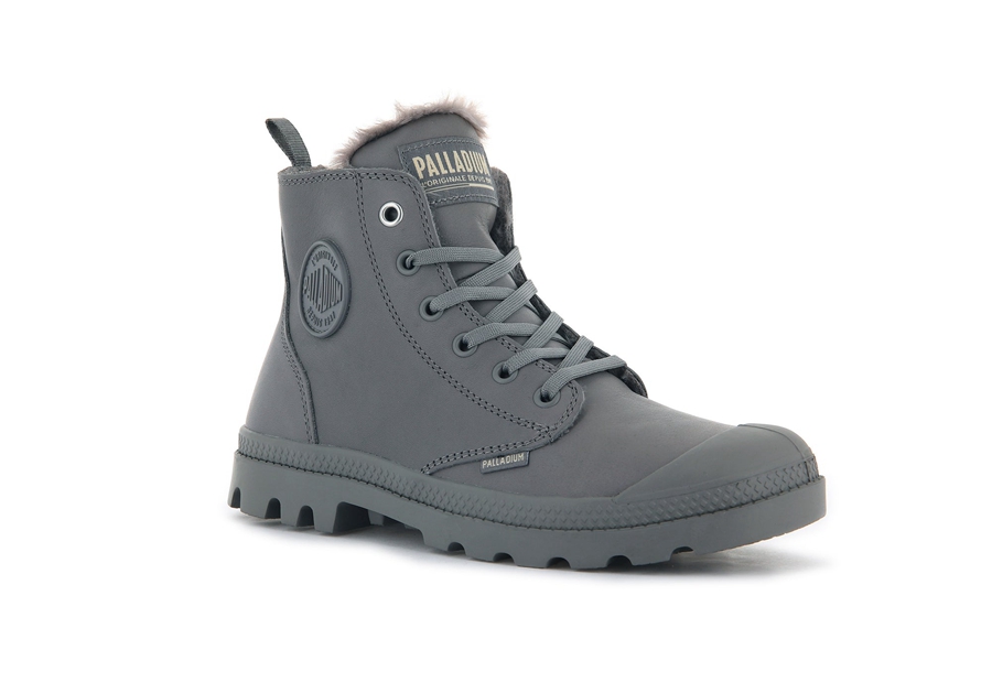 Palladium Pampa Hi Zip Leder S Grau | JUJ1943FT