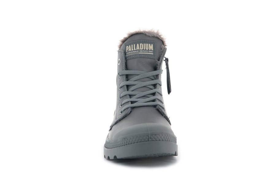 Palladium Pampa Hi Zip Leder S Grau | JUJ1943FT