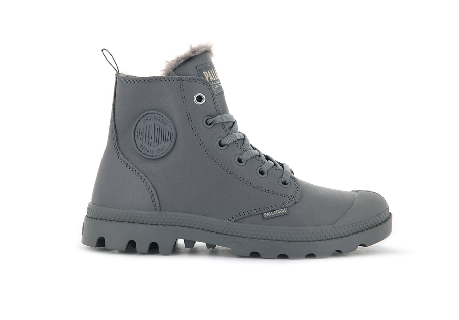 Palladium Pampa Hi Zip Leder S Grau | JUJ1943FT