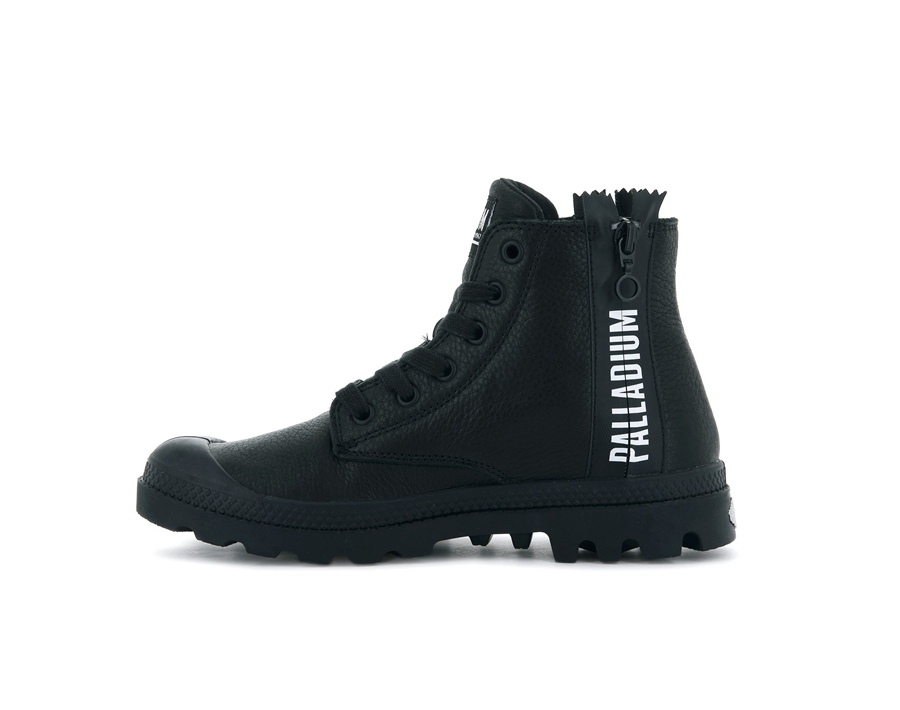 Palladium Pampa Ubn Zips Leder Schwarz | HOQ8487TZ